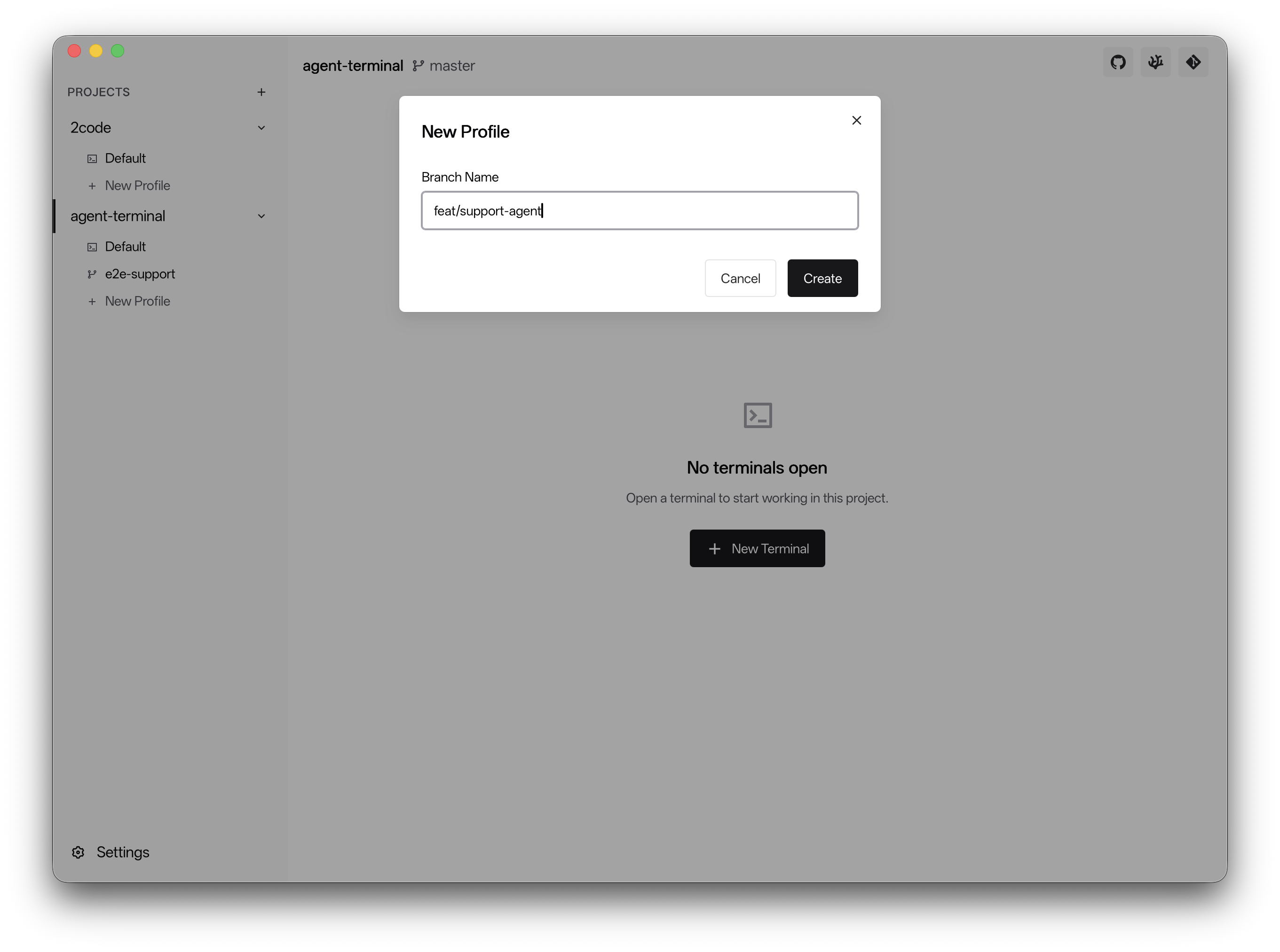 2code worktree profile view